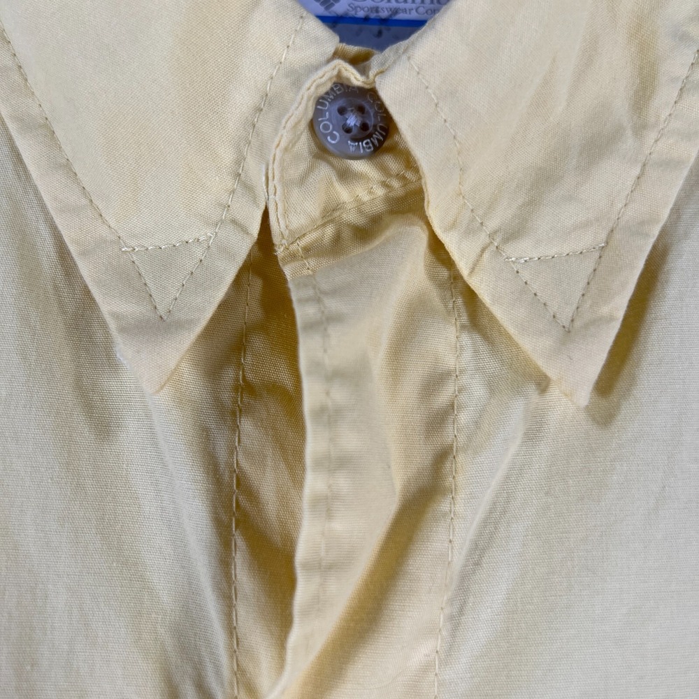 Columbia PFG Shirt Mens Large Yellow Short Sleeve Button Up Fishing Outdoor - Picture 7 of 13